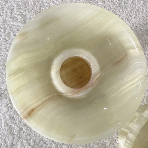 Vintage Yellow Onyx  Candlestick Holders X2 - Picture 14 of 16